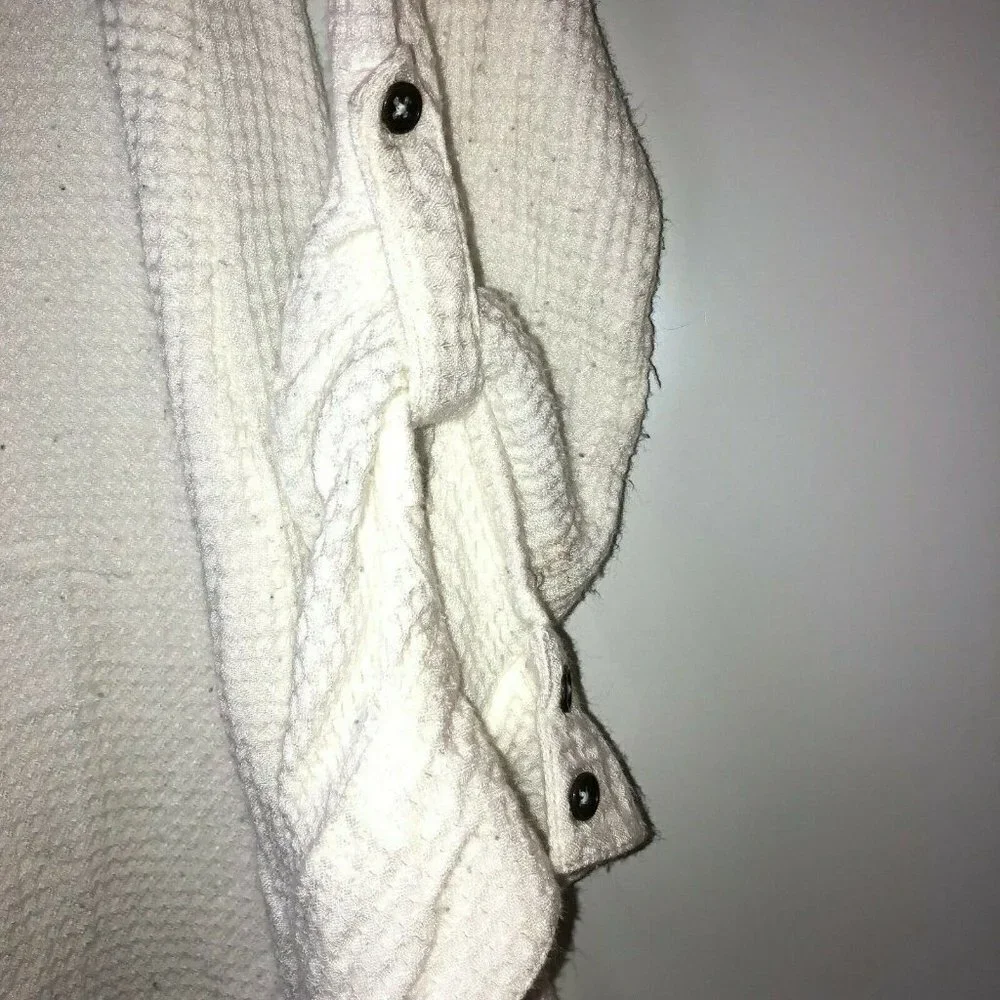 Tru Luxe Women's Large Button Up Shirt Collared Long Sleeve White Waffle Weave - Picture 6 of 13